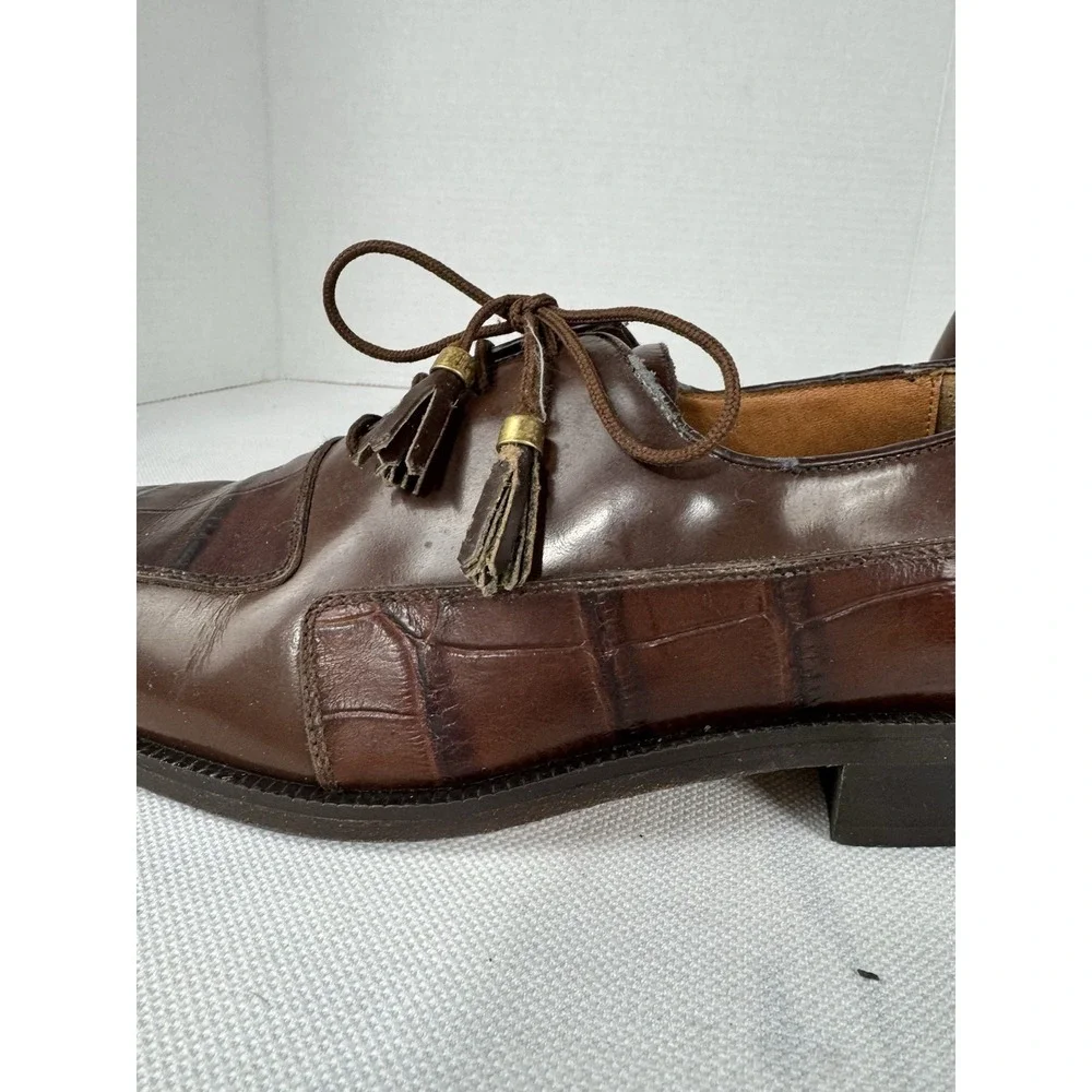 Marco Vicci‎ Rockford Croc Embossed Leather Wingtips tassels size 10